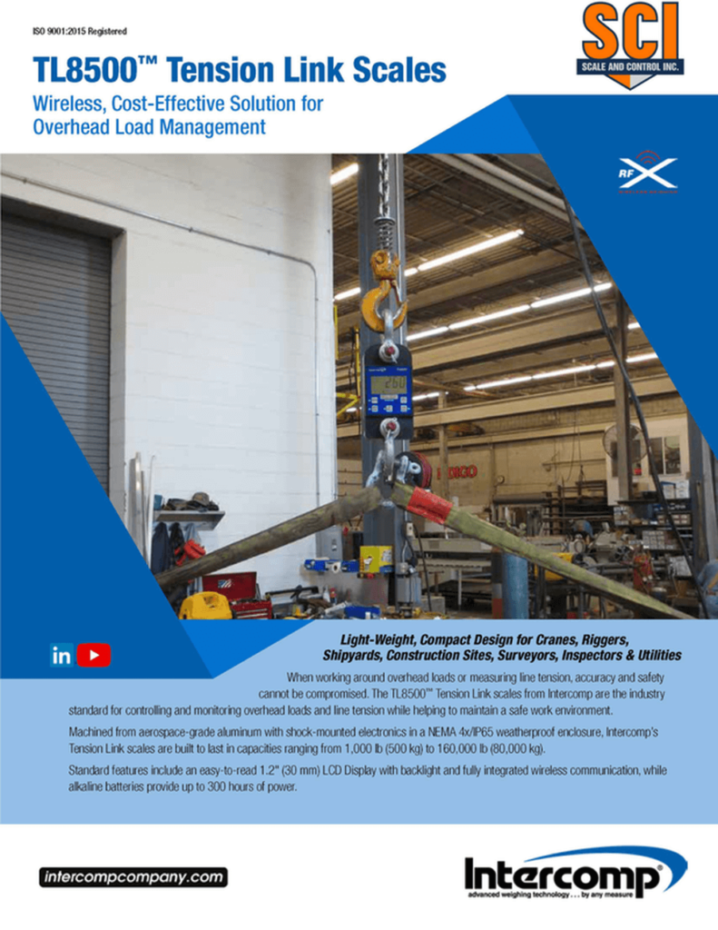 Tl8500 tension link-loadcell - SCALE AND CONTROL INC
